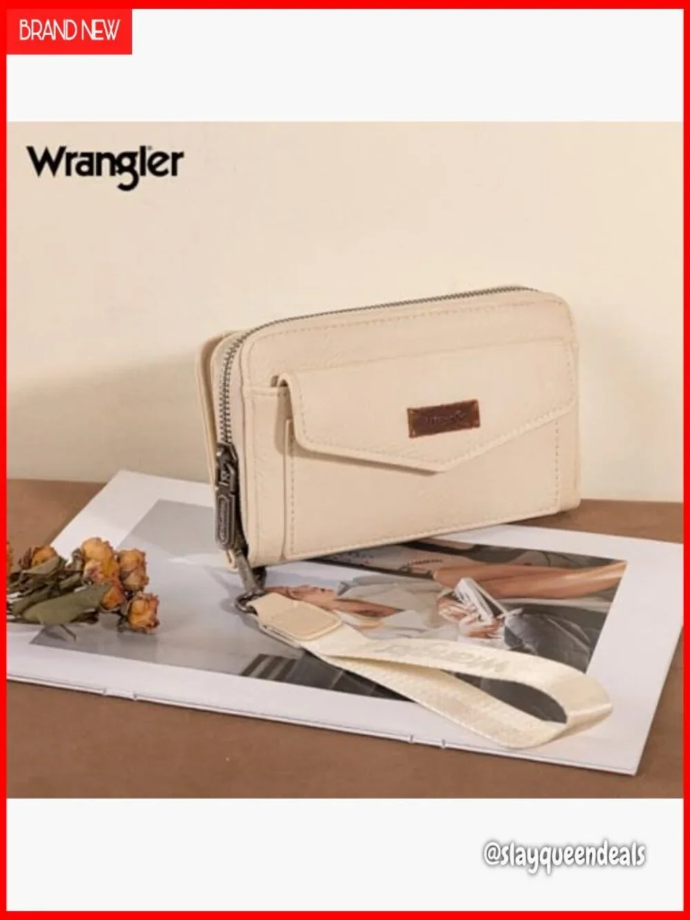 Large RFID Blocking Wristlet Wallet with Zipper Pocket and Wrist Strap